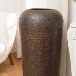 Vase alu couleur cuivre noir antique avec gravures HONORE