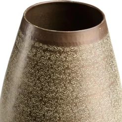 Vase alu vert vieilli motifs arabesques fleuris HONORE