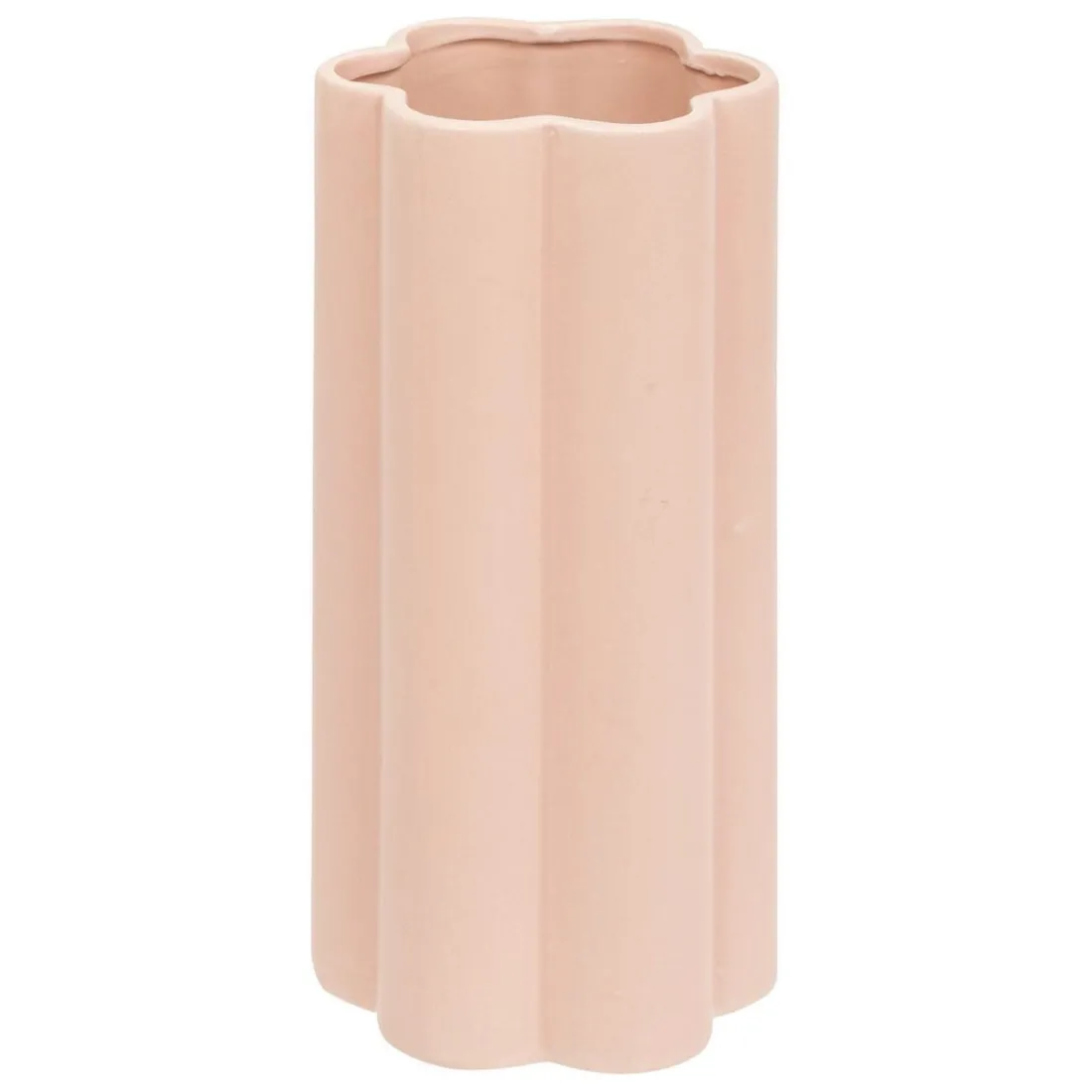 Vase céramique forme fleur H28cm rose clair