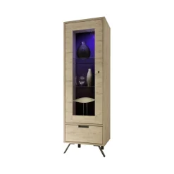 Vitrine 1 porte en verre avec 1 tiroir PALMA